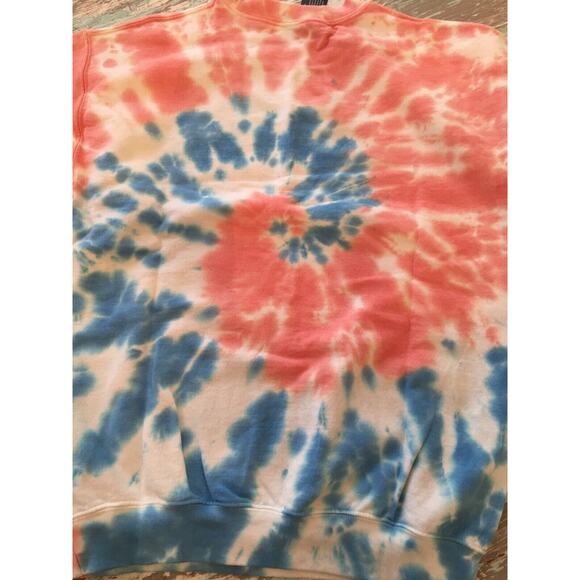 Medium Wonder Woman Pink Blue Tie Dye "Girls Rule" Sweatshirt New Pullover Crew - Picture 8 of 8